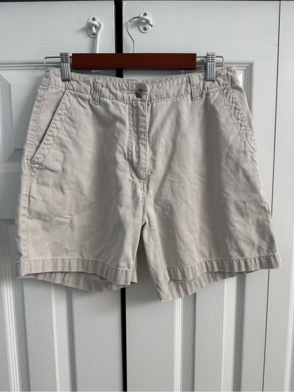 L.L. Bean 100% Cotton Classic Stone Beige Khaki High-Rise Shorts